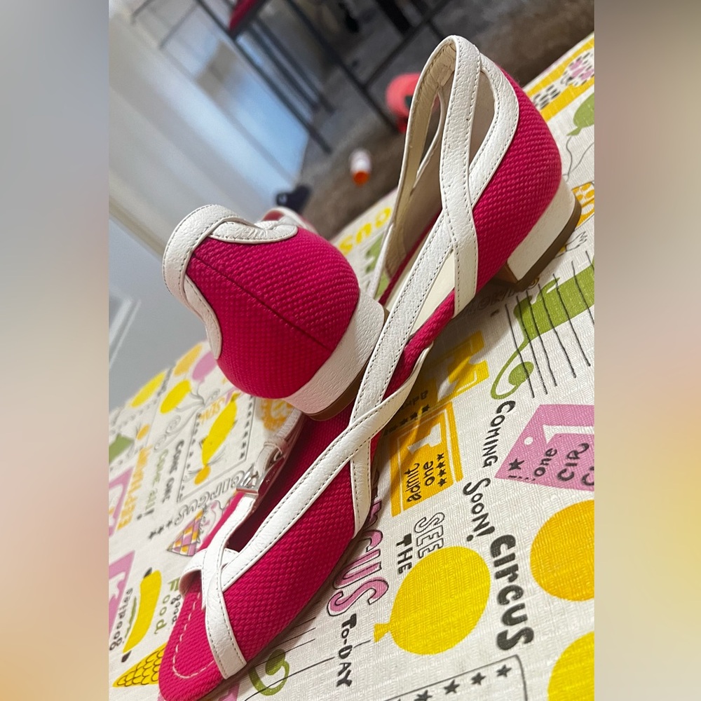 Prada peep toe hot pink flats